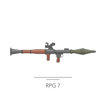 RPG 7 outline colorful icon. Isolated grenade launcher on white background. Vector illustration
