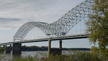 Hernando de Soto Bridge in Memphis over Mississippi River - travel photography