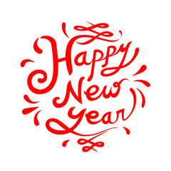 Happy New Year  text design on white background. Minimal modern