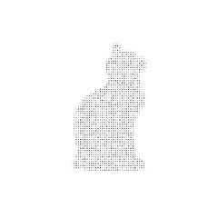 The cat symbol filled with black dots. Pointillism style. Vector illustration on white background