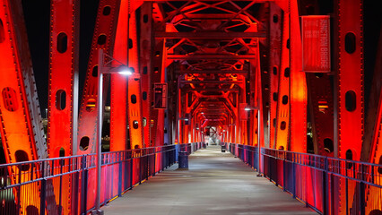 Junction Bridge in Little Rock illuminated at night - travel photography