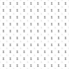 Square seamless background pattern from black sigma symbols are different sizes and opacity. The pattern is evenly filled. Vector illustration on white background