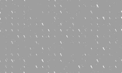 Seamless background pattern of evenly spaced white falling rocket symbols of different sizes and opacity. Vector illustration on gray background with stars