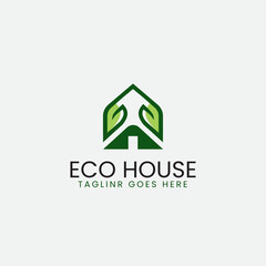 House with two leaves leaf logo