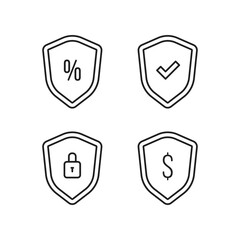 set of shields like protected banking service icon