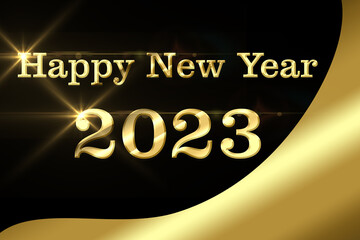 gold illustration 2023 Happy New Year Background Design. Lettering. greeting card