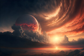 A dramatic overcast sky. Suitable for scenes of alien invasion, hell, apocalypse etc.	
