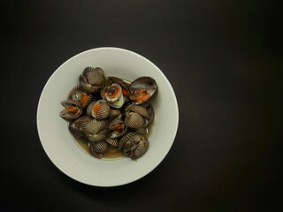 Indonesian traditional food boiled clams