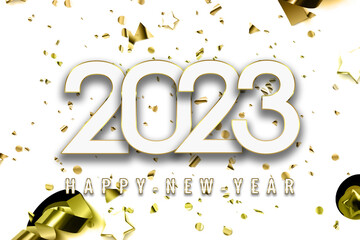 gold illustration 2023 Happy New Year Background Design. Lettering. greeting card