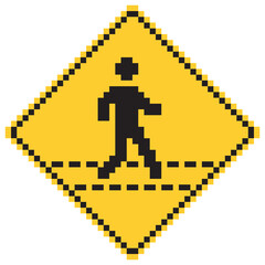Obraz premium People crosswalk icon pixel art. Vector illustration.