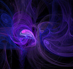 abstract purple-blue glowing pattern on black background, design, wallpaper