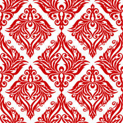 seamless graphic pattern, floral red ornament tile on white background, texture, design