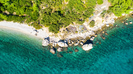 Beautiful view of the rocky coast of the sea