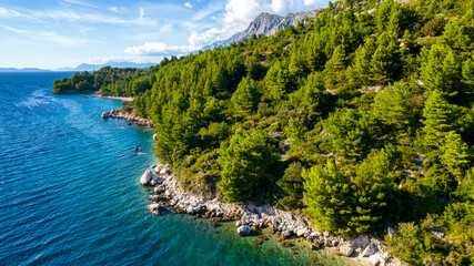 Fototapeta na wymiar Croatia beach emerald on Igrane, Dalmatia, Croatia