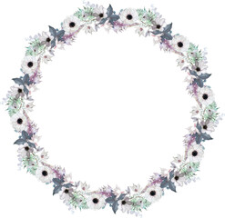 Decorative floral wreath with white flowers