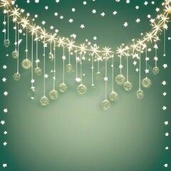 Obraz premium Christmas tree garland lights with dark background with glitter overlay