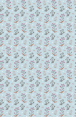 Vector seamless floral pattern with dried flowers