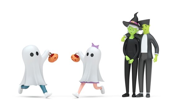isolated Set Halloween. 3D Illustration