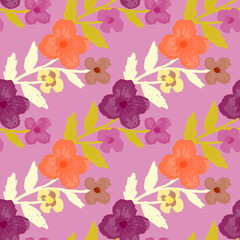 Doodle stylized flowers seamless pattern. Decorative naive botanical texture. Creative flower background.