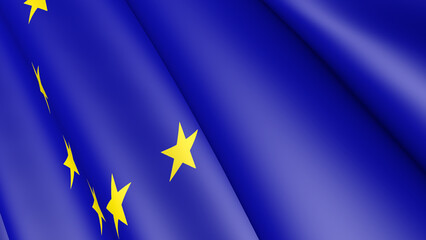 Flag Europe 3D. European Union flag with gold stars on a blue background.