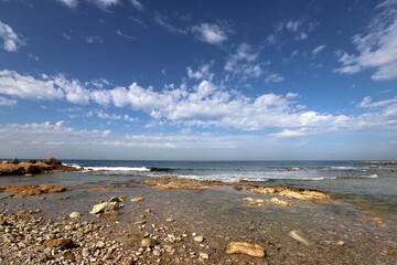 Coast of the Mediterranean Sea in northern Israel.