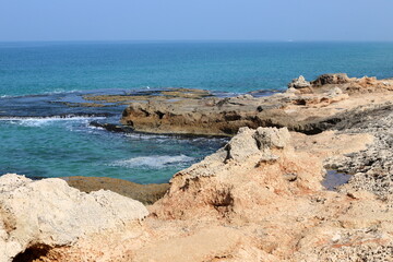 Coast of the Mediterranean Sea in northern Israel.