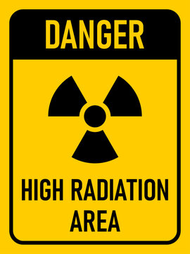 Danger High Radiation Area or Nuclear Hazard Ionizing Radiation Trefoil Vertical or Portrait Orientation Warning Sign Symbol with an Aspect Ratio of 3:4. Vector Image.