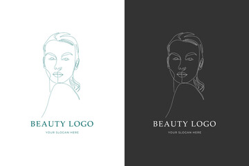 hand drawn line art women potrait logo design