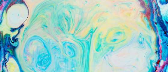 Fototapeta na wymiar Fluid Art. Multicolored abstract background on the liquid. Trendy backdrop