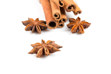Stars anise and cinnamon isolated