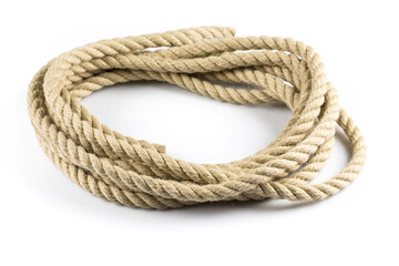 Twisted thick rope on white