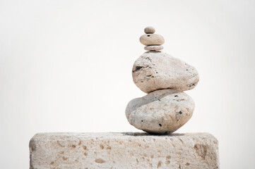 Stack of stones all white. 