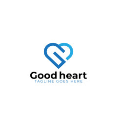 Letter G plus love heart logo icon