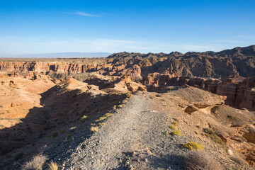Fototapeta na wymiar Charyn canyon rocky landscape. Kazakhstan