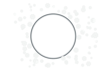 Christmas or New Year template, round white frame with snowflakes