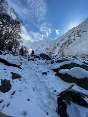 Crédence de cuisine en verre imprimé Nanga Parbat Histoire de l& 39 escalade hivernale du Nanga Parbat, à un rendez-vous avec des montagnes enneigées, la saison étant glaciale.
