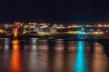 Fototapeta na wymiar Light and colors in Brønnøysund harbor area, Nordland county, Norway, Europe