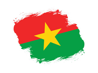 Stroke brush textured flag of burkina faso on white background