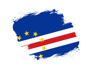 Stroke brush textured flag of cabo verde on white background