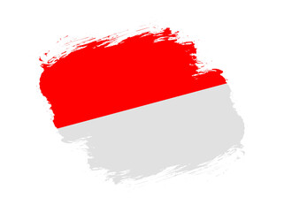 Stroke brush textured flag of indonesia on white background