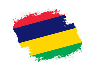 Stroke brush textured flag of mauritius on white background