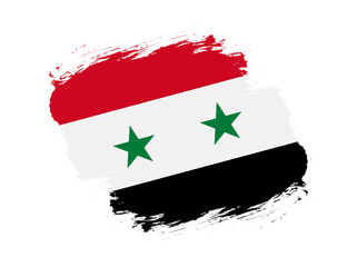 Stroke brush textured flag of syria on white background