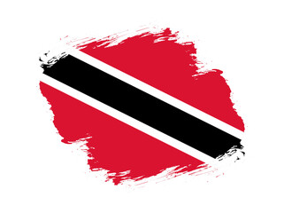 Stroke brush textured flag of trinidad and tobago on white background