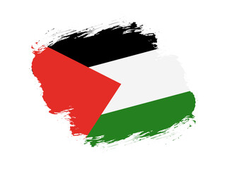 Stroke brush textured flag of palestine on white background