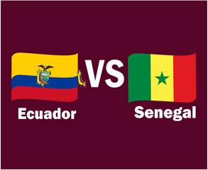 Ecuador And Senegal Flag Ribbon With Names Symbol Design Latin America And Africa football Final Vector Latin American And African Countries Football Teams Illustration