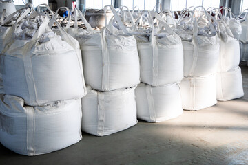 Big bag for plastic resin in warehouse factory delivery to customers