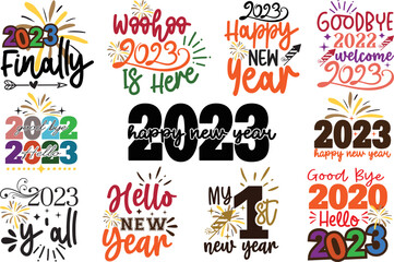 Obraz premium Happy New Year 2023 SVG Bundle Cut File