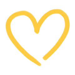Textured yellow heart, transparent