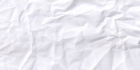 White сlean crumpled paper background. Horizontal crumpled empty paper template for posters and banners. Vector illustration