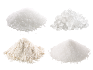 Salt, sugar and flour in piles isolated png